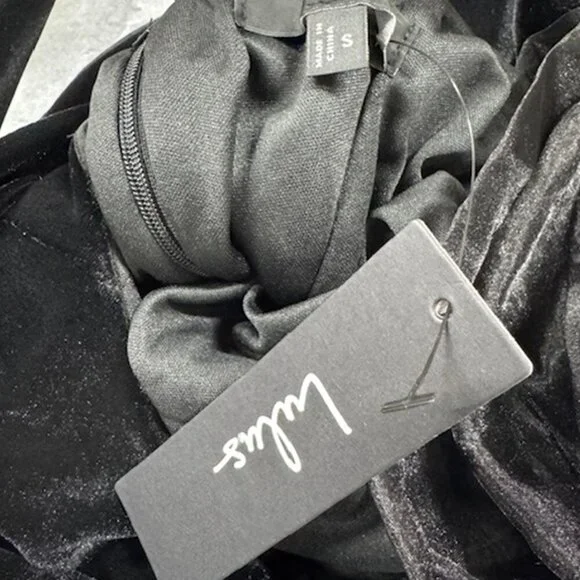 NWT Lulus Captivating Muse Black Velvet Tie-Back Mini Dress - Picture 6 of 8